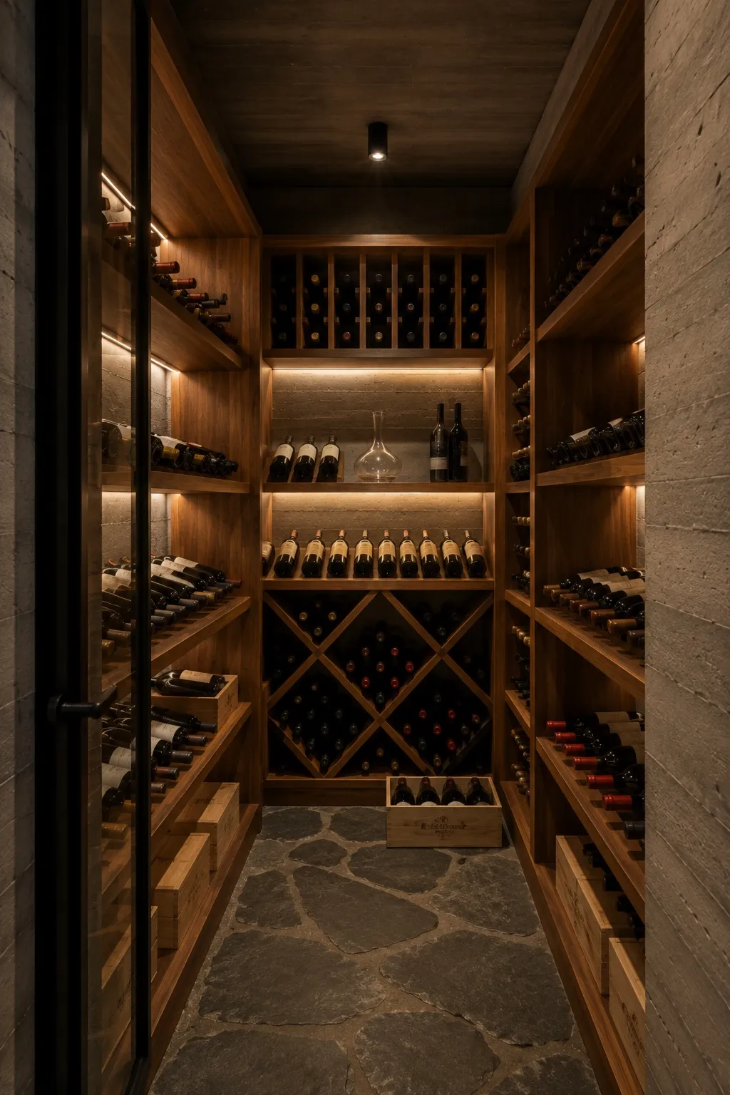 Cava climatizada con racks de cedro